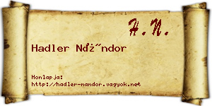 Hadler Nándor névjegykártya